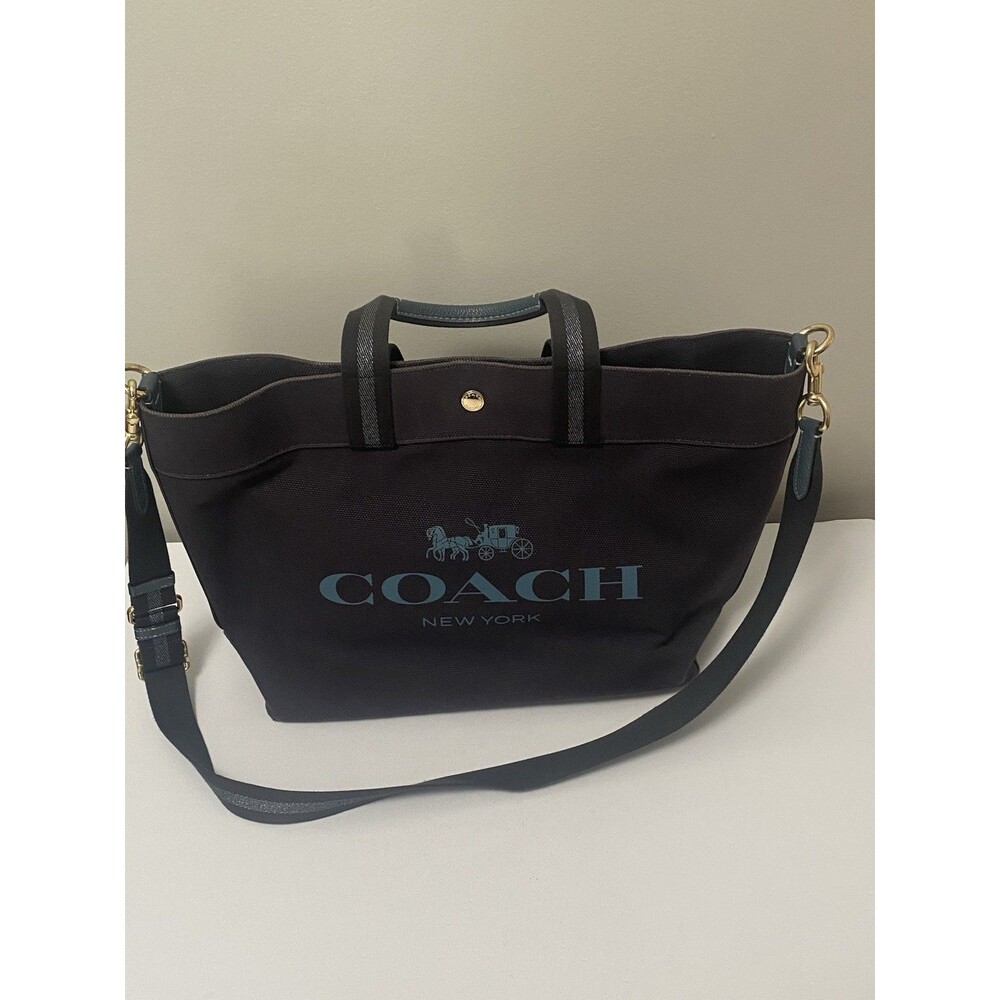 COACH New York Tote Large Canvas (Midnight ) Navy Blue Distressed READ
